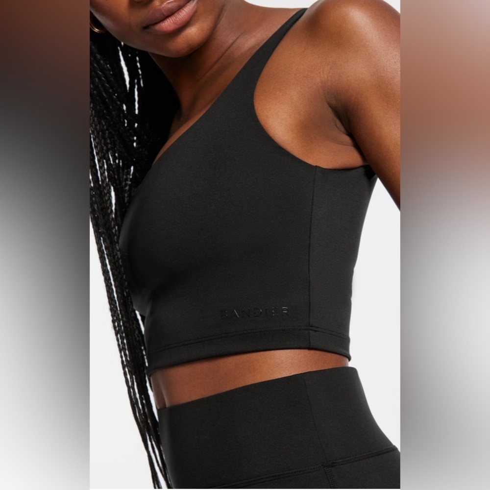 Nwt Bandier V-Neck Tempo Crop Bra In Black Size Small — image 4 of 8